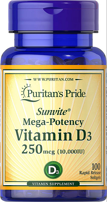 Вітамін D3 Puritan's Pride Vitamin D3 10000iu 100 Softgels Луцьк - фото 1