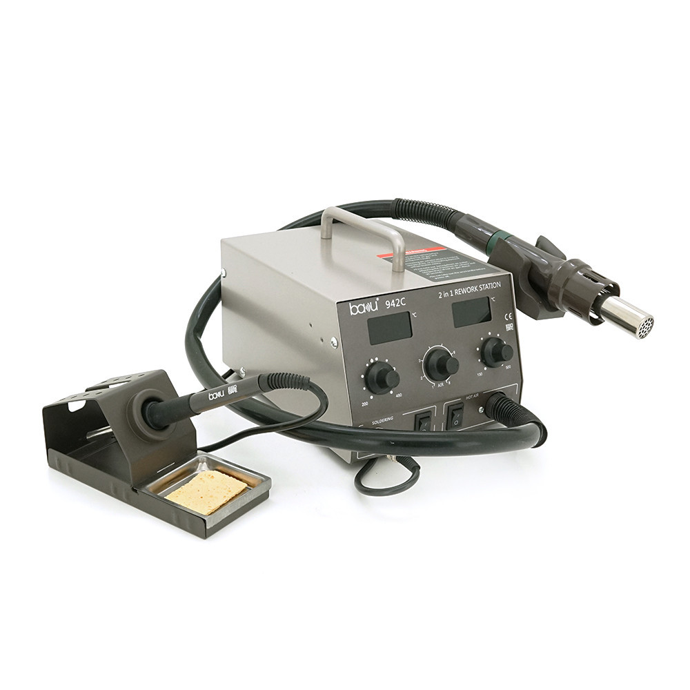 Паяльная станция BAKU BA-942C с цифровой индикацией на фен и на паяльник, DC:110-240V, 4A,1000W, 5 кг Киев - изображение 1