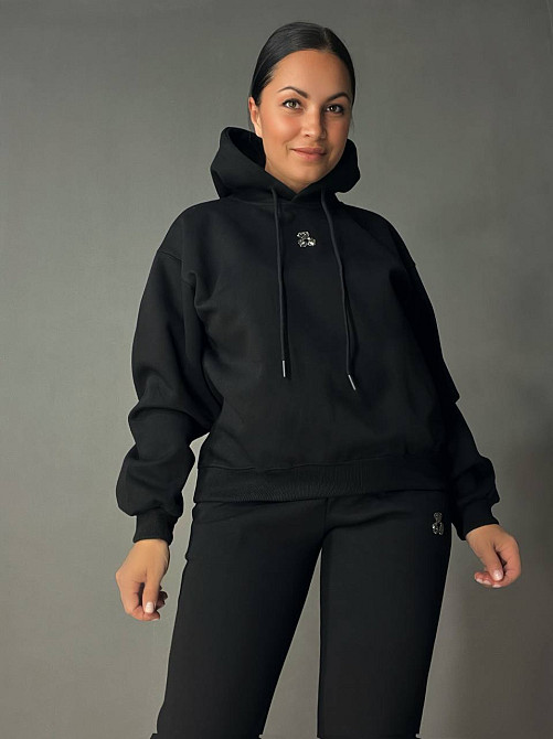 Костюм жіночий A-N 2735 з ведмедиком в камінцях - худі та штани чорний, чорний, L Одеса - фото 7