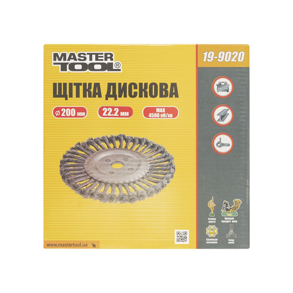 Щітка дискова MASTERTOOL з плетеного дроту Ø 200х22.2 мм 19-9020 Коломыя - изображение 3