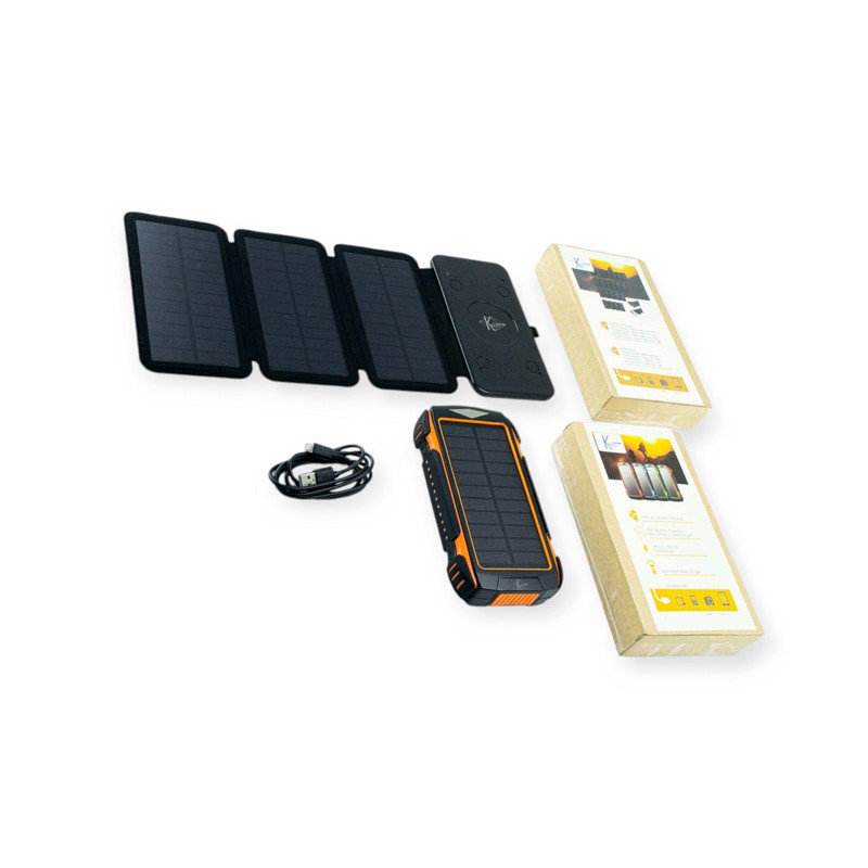 Повербанк 20000 mAh плюс 4 солнечные панели, 2 USB выход, заряд через MicroUSB, Type-C Мукачево - изображение 1