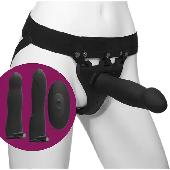 Набір для страпона з вібрацією Doc Johnson Body Extensions - BE Naughty - Black Львів