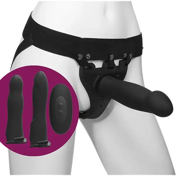 Набір для страпона з вібрацією Doc Johnson Body Extensions - BE Naughty - Black Львів - фото 1