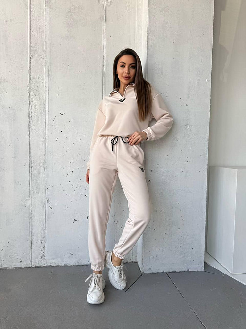 Женский повседневный костюм двойка: кофта и брюки двухнитка-петля Беж, 50/52 Одесса - изображение 7