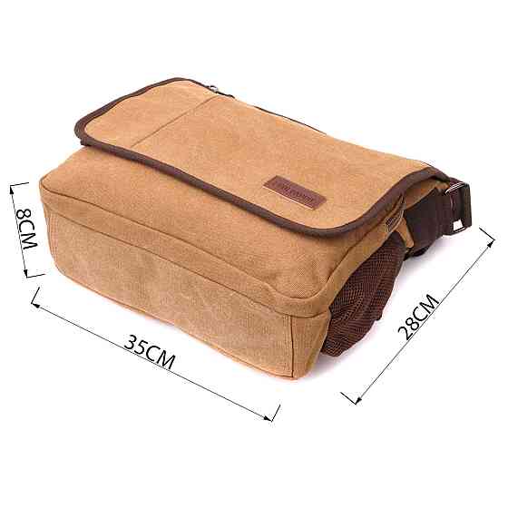 Містка текстильна сумка для ноутбука 13" через плече Vintage 22201Коричнева Київ