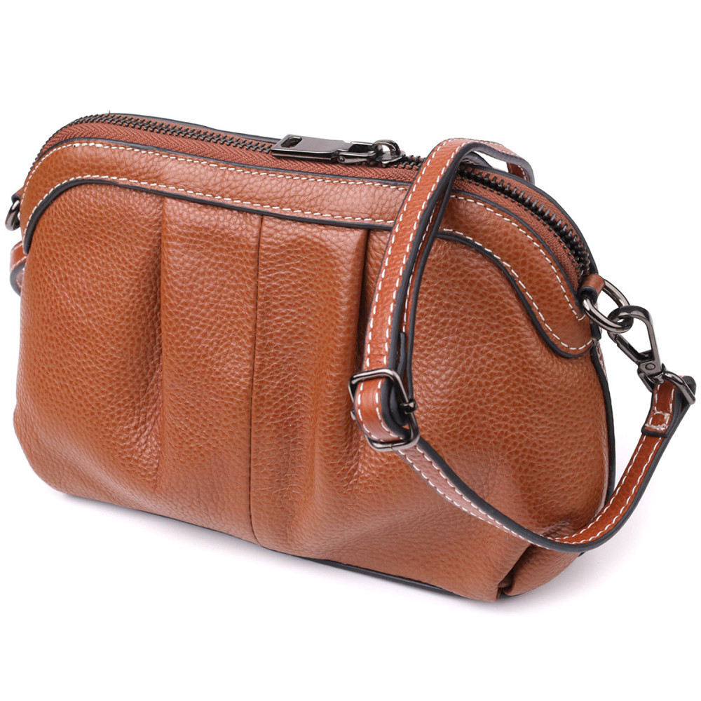 Жіноча сумка з драпіруванням з натуральної шкіри Vintage 22895 Київ - фото 2