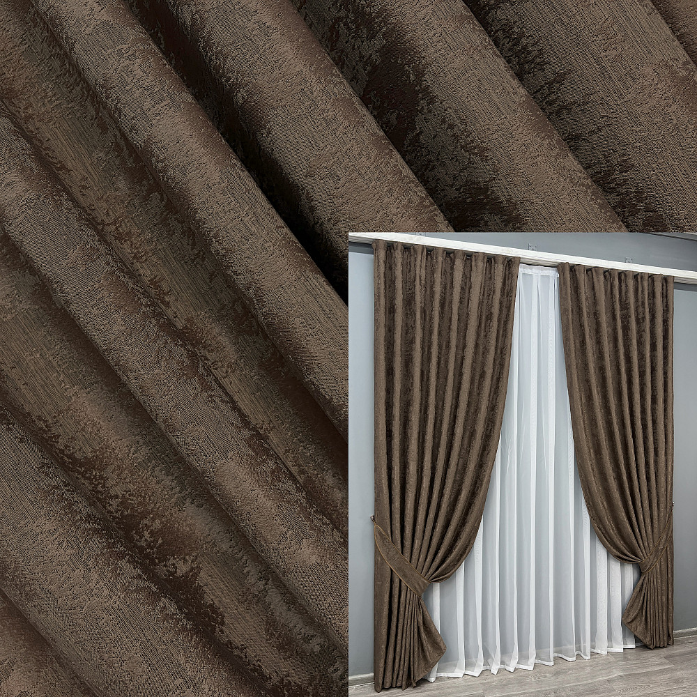 Комплект готових штор VR-Textil Жакард Sultan XO № 1557ш Коричневий 150х270 см 2 шт (33-0412) Київ - фото 9