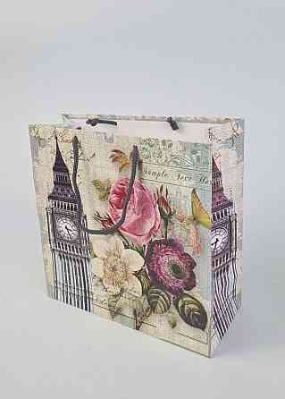 Пакет бумажный подарочный квадратный 23*24*10(артKV-199 ) (12 шт) Харків