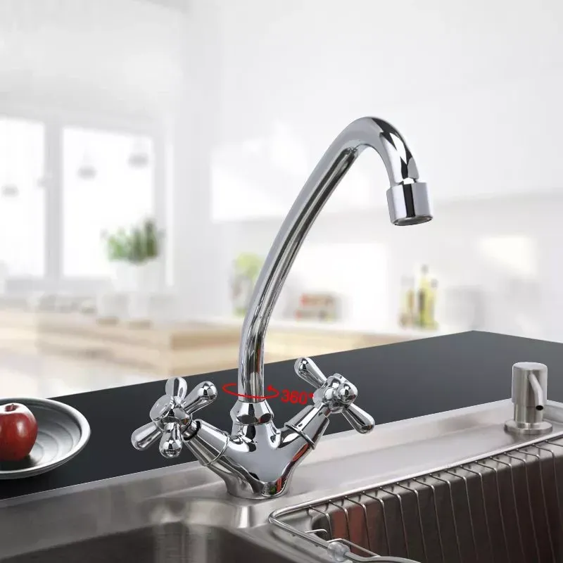 Смеситель для кухни двухвентельный Frap F4125 хром Киев - изображение 2