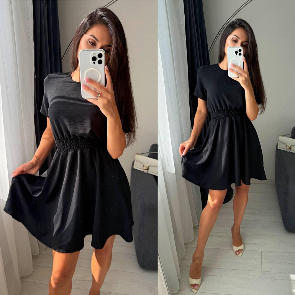 Жіноче легке приталене базове плаття креп-жатка Чорний, 50/52 Одеса - фото 1