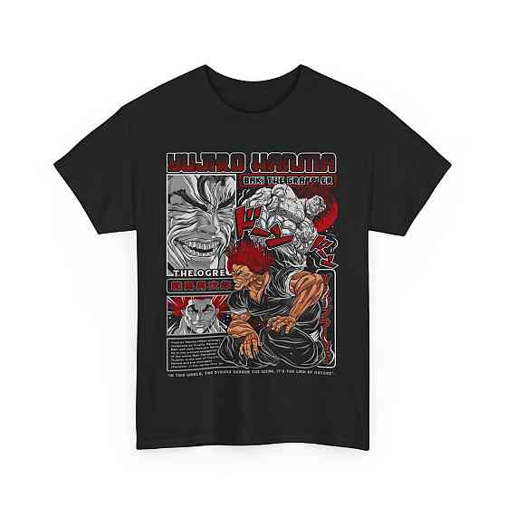 Футболка для хлопчика з аніме принтом Бакі Грапплер Гйм Воркоут оверсайз (зріст від 165 до 180) Чорний AnimeJ0007m Дніпро