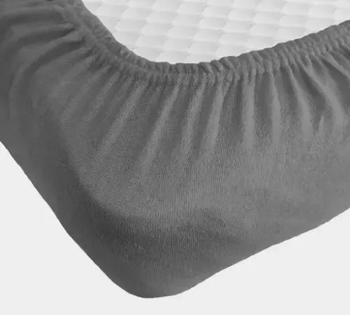 Digital темно-серая Простынь махровая на резинке с наволочками Anisa (220х240+30 см) Київ