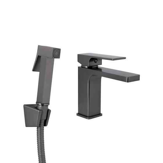 Змішувач для раковини, з гігієнічним душем Qtap Gemini QTGEM272GMB45692, одноважільний, Gunmetal Black PVD Харків