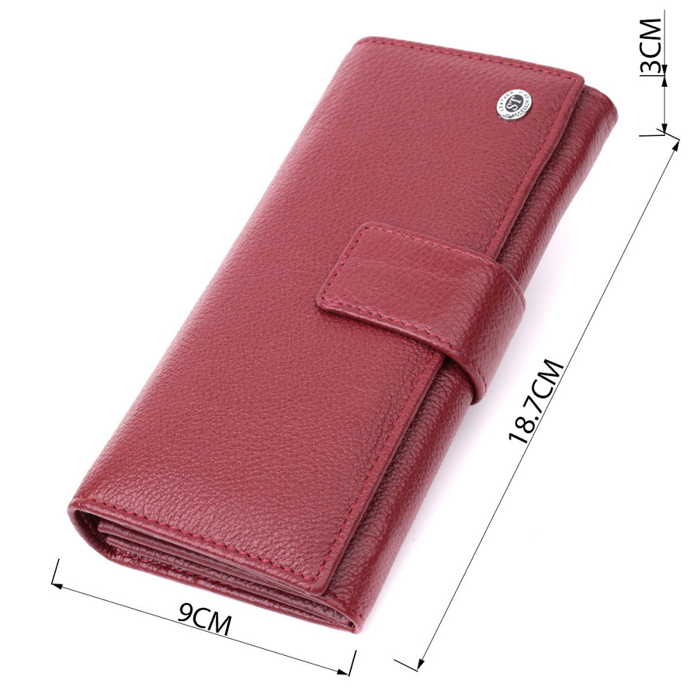 Гаманець для жінок на чотири відділення для купюр з натуральної шкіри ST Leather 22550 Бордовий Київ - фото 9