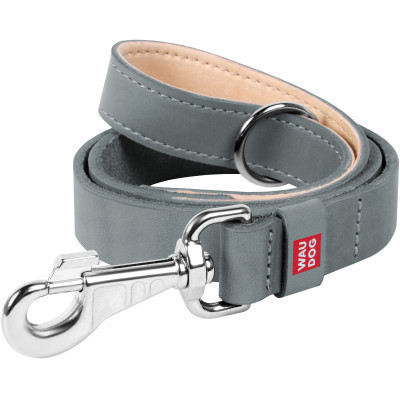 Поводок для собак WAUDOG Classic кожаный Ш 25 мм Д 122 см серый (081511) Винница - изображение 1