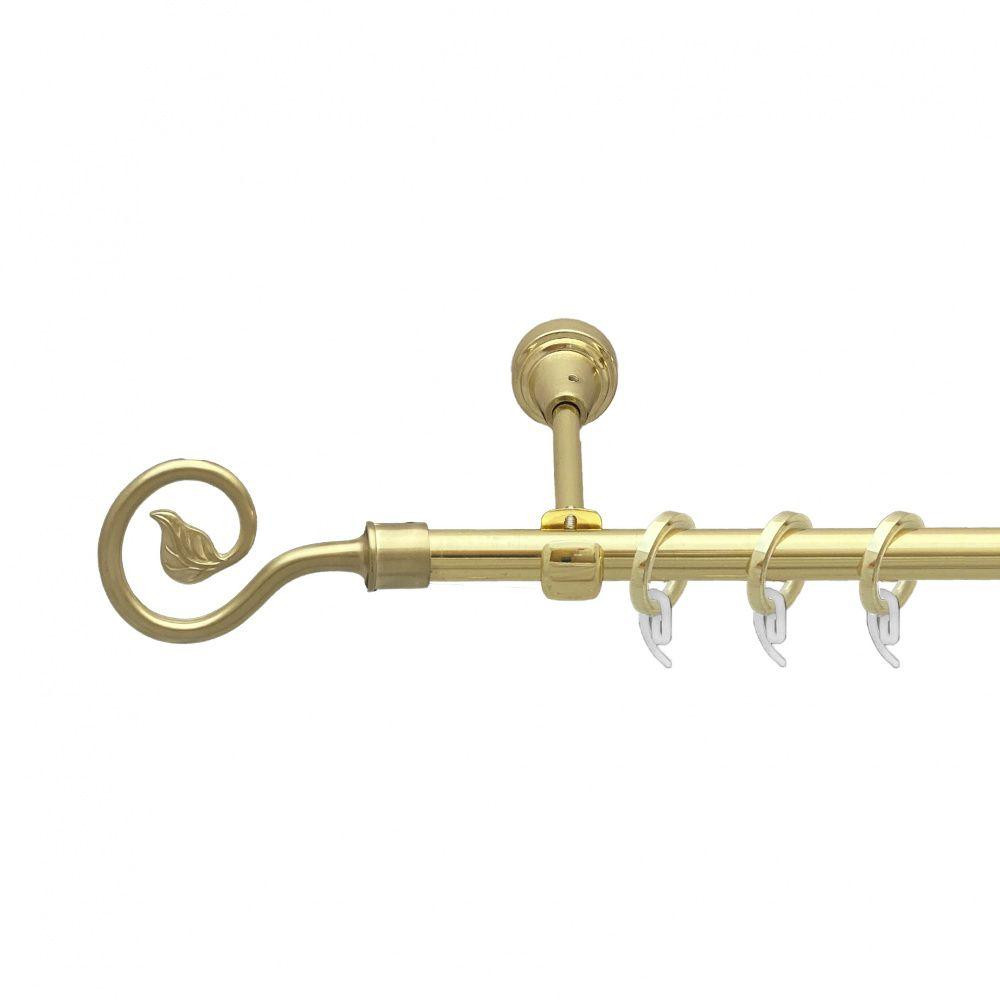 Карниз Orvit Лукка металевий однорядний відкритий гладка труба кільце фасонне металеве  Золото 16 мм 300 см Львов - изображение 1