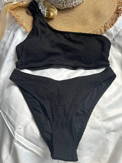 Жіночий роздільний купальник на одне плече Чорний M Харків - фото 2