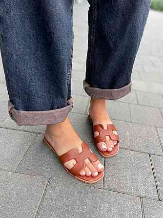 Meideli Зручні шльопанці еко-шкіра на низькому ходу коричневі класичні жіночі MEIDELI C50-7 р. Коломия