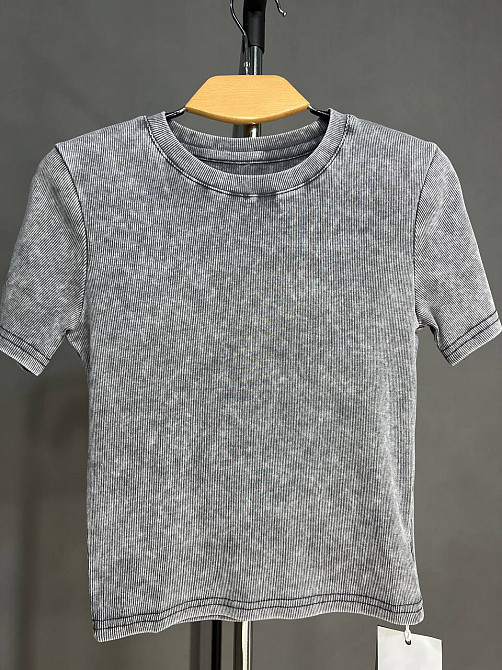 Футболка жіноча A-N 2747 варка тай-дай рубчик топ середня довжина базова one size, сірий, one size Київ - фото 15