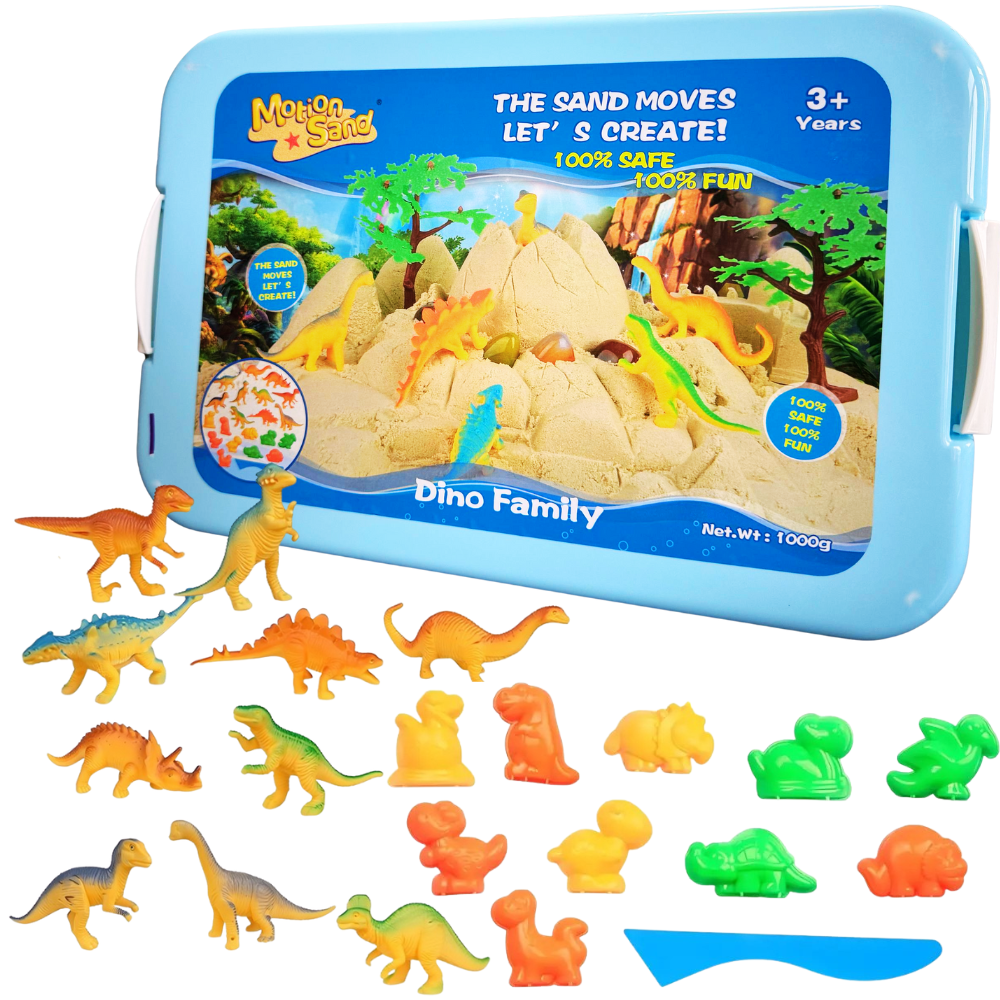 Кінетичний пісок для дітей "Dino Family", маса для ліплення Набір дитячий, ігровий для творчості з формами для ліплення Кам'янець-Подільський - фото 1