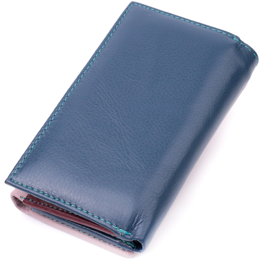 Практичный женский кошелек в три сложения из натуральной кожи Разноцветный (ST Leather) Киев - изображение 6