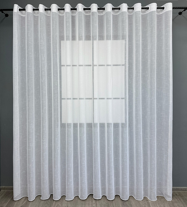 Тюль на люверсах VR-Textil 115т Льон однотонний Білий 600х250 см (47-024) Київ - фото 2