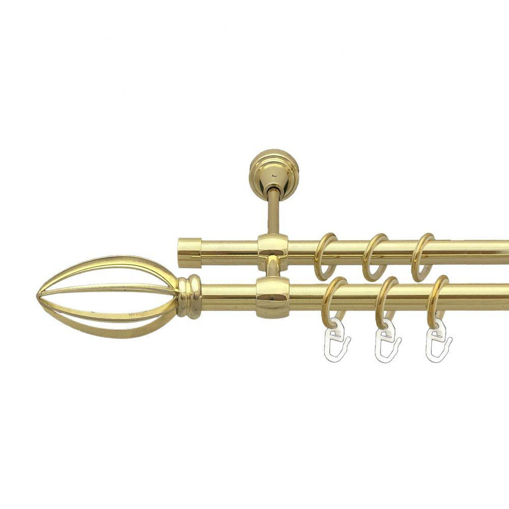 Карниз Orvit Пантеон металевий дворядний литий гладка труба кільце металеве Золото 16\16 мм 200 см Львов - изображение 1