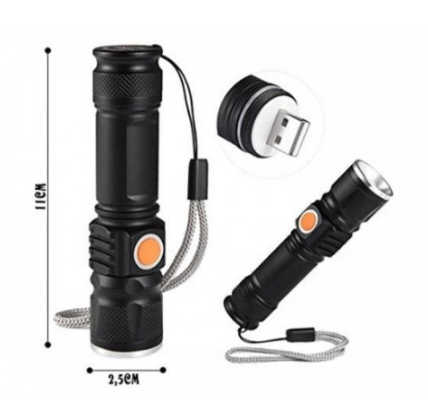 Тактичний ліхтар Bailong BL-616-T6 USB До 500 Люмен, T6 LED діод, з функцією сигналу SOS, 3 режими 4 Київ - фото 7