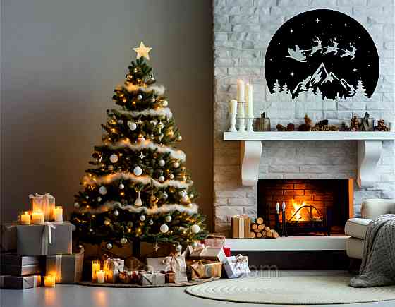 Декоративное настенное Панно «Новый год», Декор на стену 90*71 см, Чёрный Киев