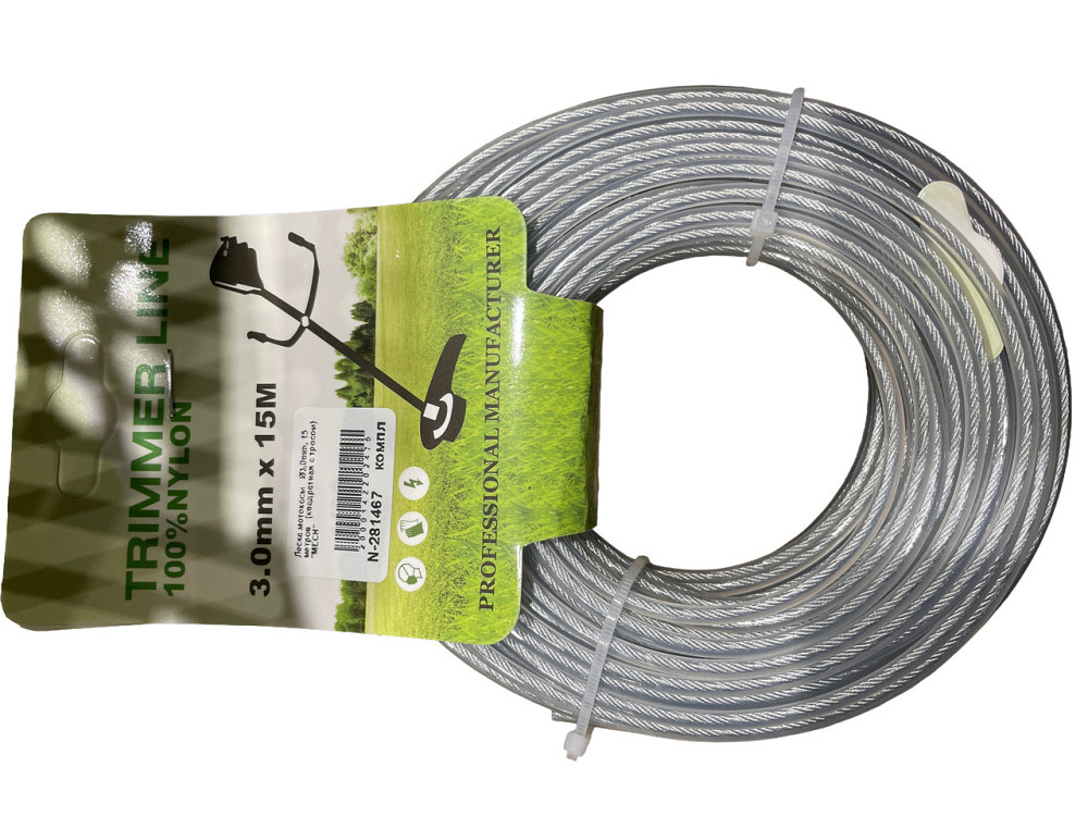 Леска мотокосы Ø3, см, 15 метров (квадратная с тросом) Мукачево - изображение 1