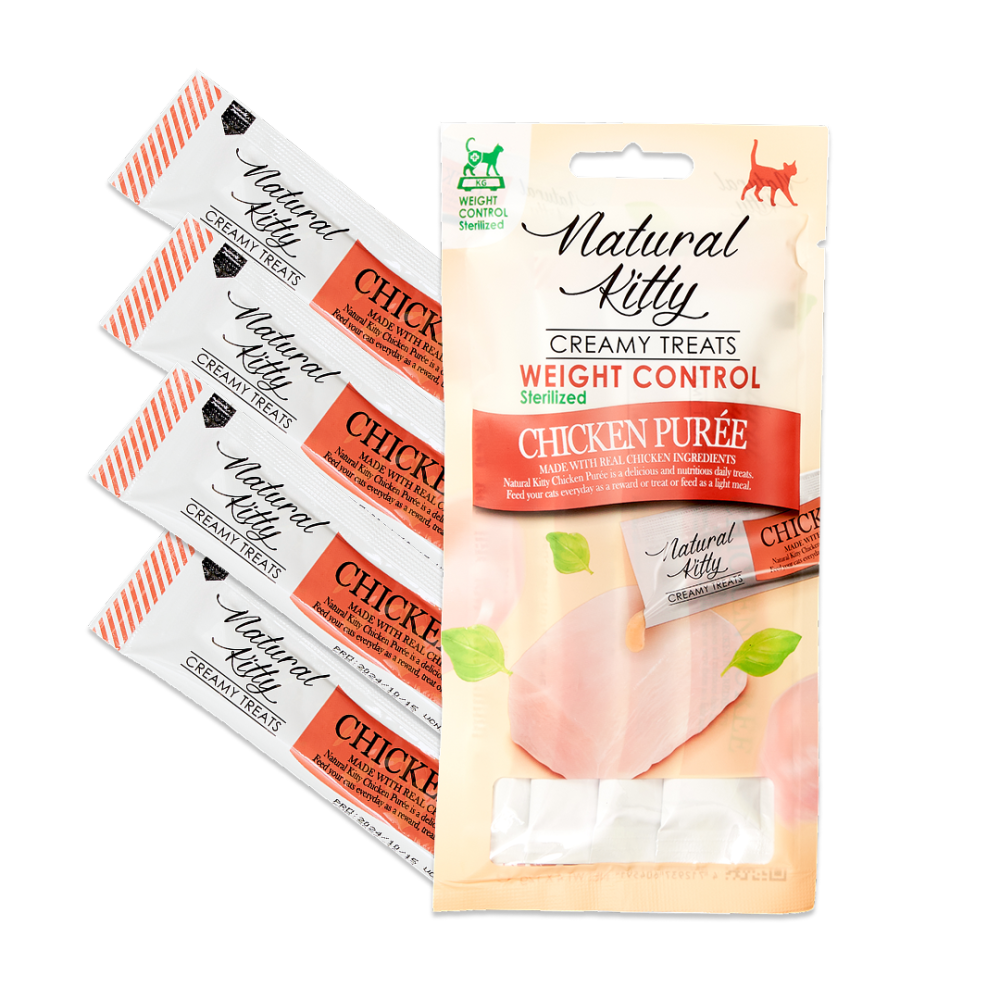 Крем-снек для кішок Natural Kitty Fuctional Creamy Treat Chicken Puree куряче пюре (контроль ваги/для стерилізованих) 4 х 12 г Вінниця - фото 1