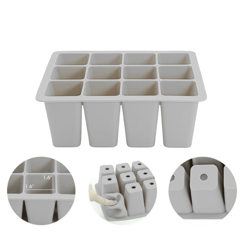 Кассета для рассады лоток садовый на 12 ячеек, силиконовый, многоразовый для выращивания семян, растений, цветов, серый Каменец-Подольский - изображение 4