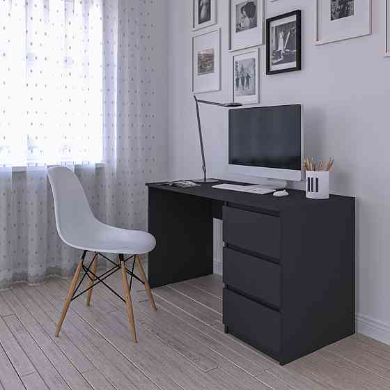 Компьютерный стол VAYS, письменный, современный, с тумбой cправа, 3 ящика з фасадами без ручек R-1 Антрацит Львов