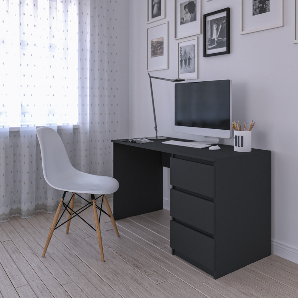 Компьютерный стол VAYS, письменный, современный, с тумбой cправа, 3 ящика з фасадами без ручек R-1 Антрацит Львов - изображение 2