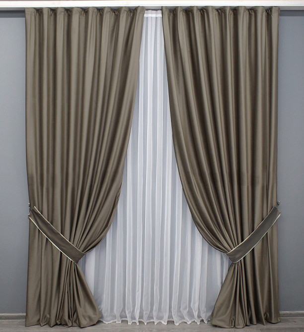 Шторна тканина оксамит (бархат) висота 3м колір какао 1589ш Київ - фото 7