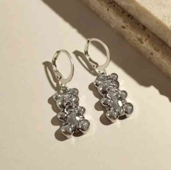 Серьги с мишками для детей серебристые Киев