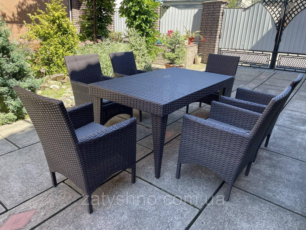 Набір ротангових вуличних меблів з 6 кріслами , колір антрацит Київ - фото 6