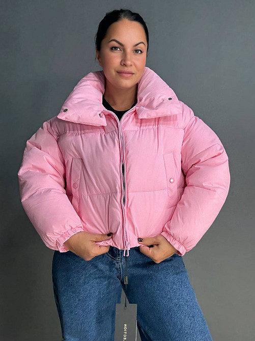 Куртка жіноча Lady Yep 10043 коротка на блискавці з коміром рожева, рожевий, 44 Київ - фото 19