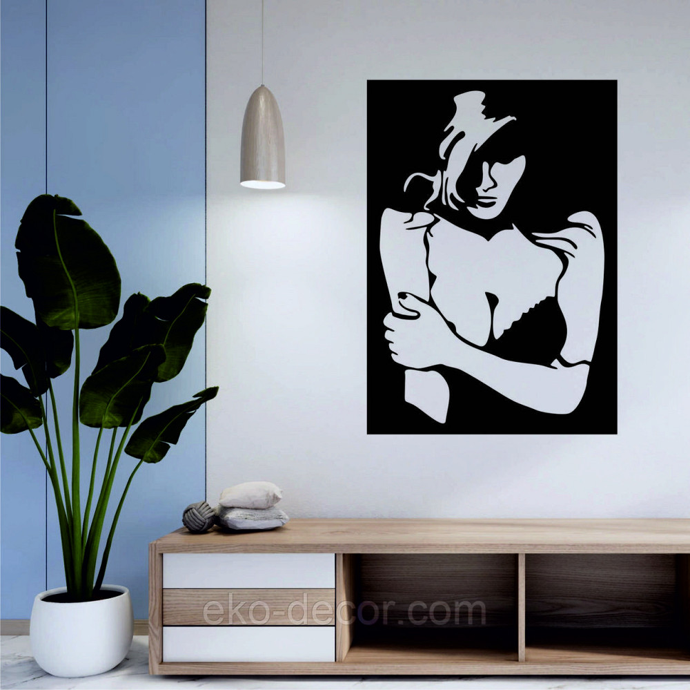 Декоративное настенное Панно «Силуэт женщины», Декор на стену 70*50 см, Черный Киев - изображение 3
