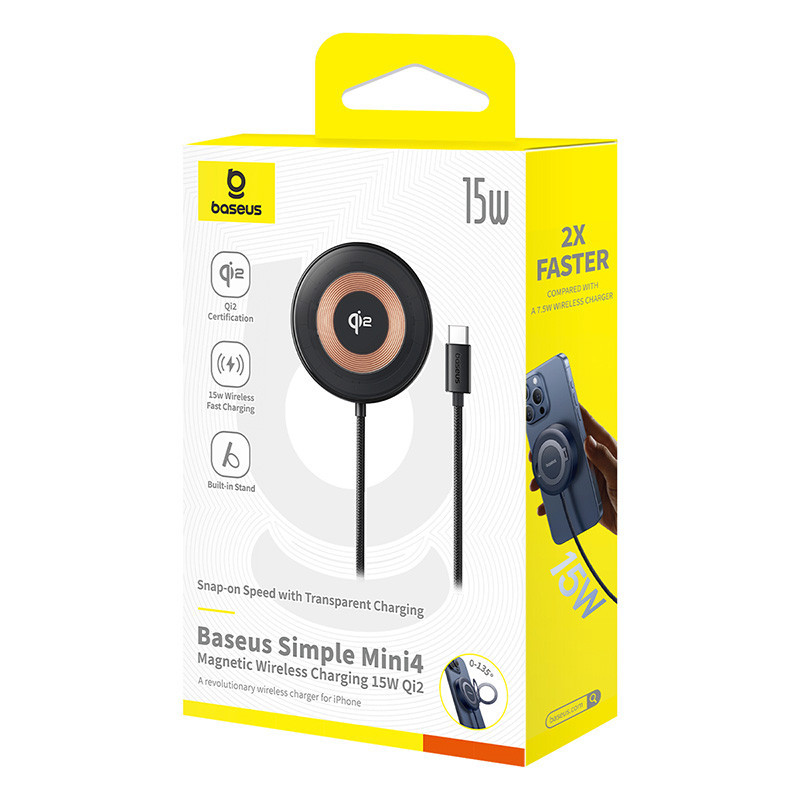 Беспроводная зарядка Baseus Simple Mini4 Magnetic 15W Черная Киев - изображение 5