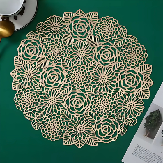 Сервировочная салфетка круглая под горячее, коврик сервировочный золотистый набор 2 шт Каменец-Подольский