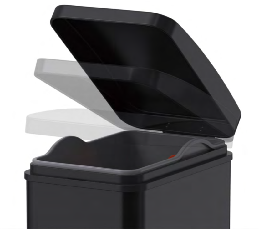 Відро для сміття з плавним закриванням прямокутне Koer TC-010108-05 8 л колір чорний нерж. сталь (KR5593) Чернівці - фото 5