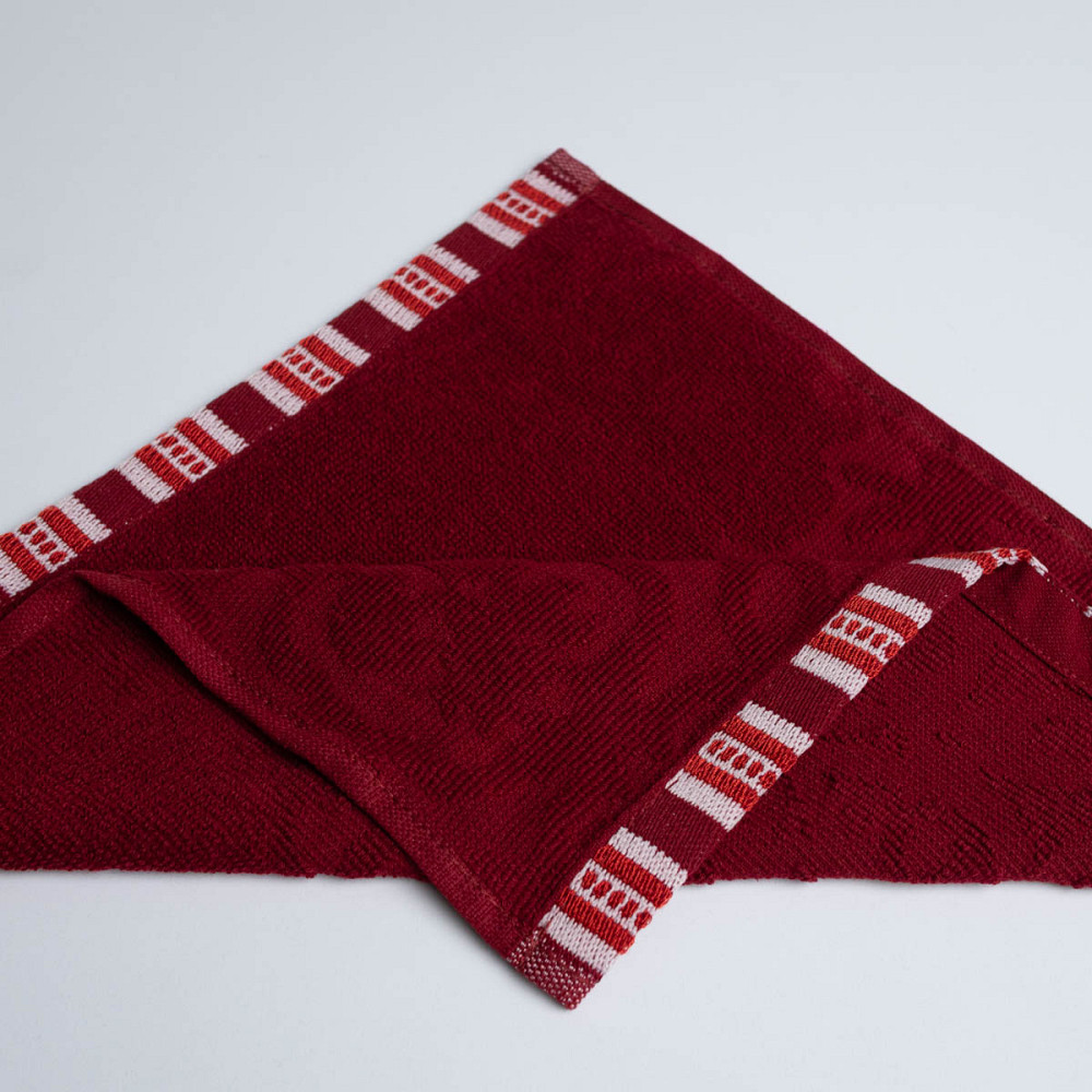 Полотенце кухонное махровое с орнаментом GM Textile 30х30см 400г/м2 (Бордовый) Сумы - изображение 2