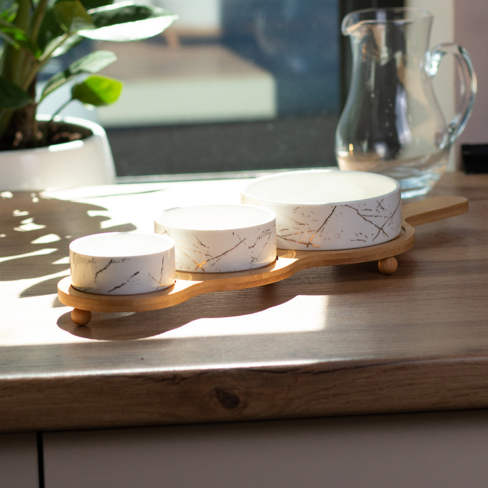 Yiwu Набір для закусок порцелянаовий 3 штуки на підставці Киев - изображение 3