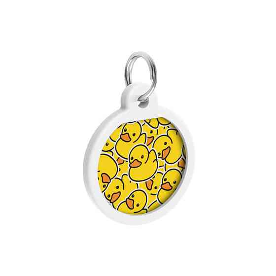 Адресник для собак і котів металевий WAUDOG Smart ID з QR-паспортом, малюнок "Кульки", круг, Д 25 мм Вінниця