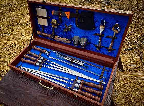 Подарочний набір для шашлика в кожаному кейсі ідеальний подарунок татові VIP 8 Тернопіль