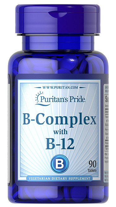 Вітаміни групи В Puritan's Pride Vitamin B-Complex and Vitamin B-12, 90 таблеток Луцьк - фото 1