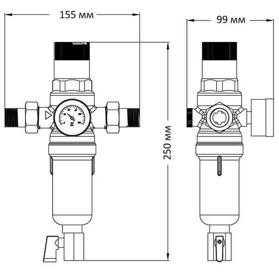 Фільтр самоочисний з редуктором тиску та манометром Koer KR.1242 - 1" (KR3186) Київ