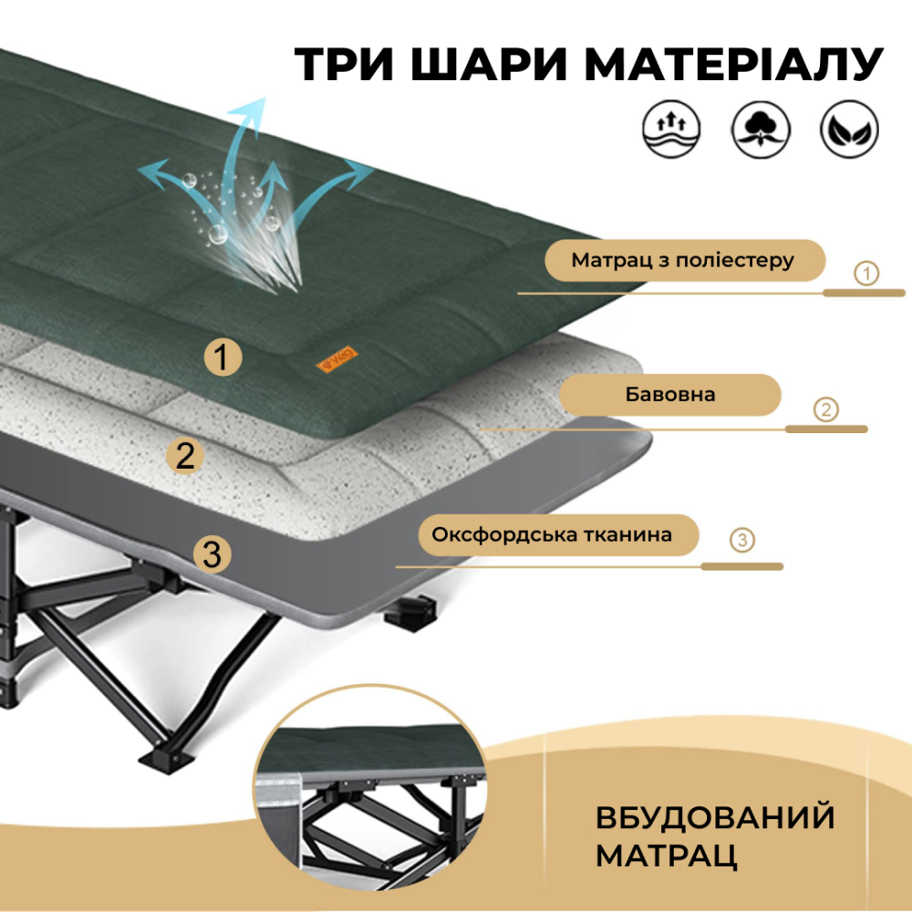 Раскладная кровать-шезлонг WCG CC-S11 с матрасом и подушкой Киев - изображение 3
