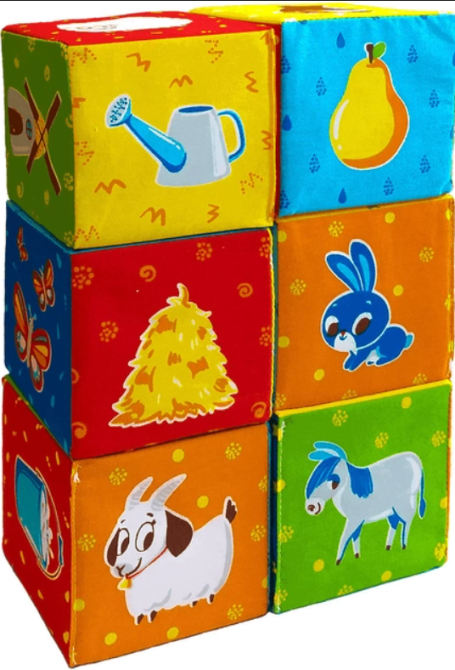 Набір м'яких розвиваючих кубиків 6шт Тварини на фермі (МС 090601-05) Чернігів - фото 1